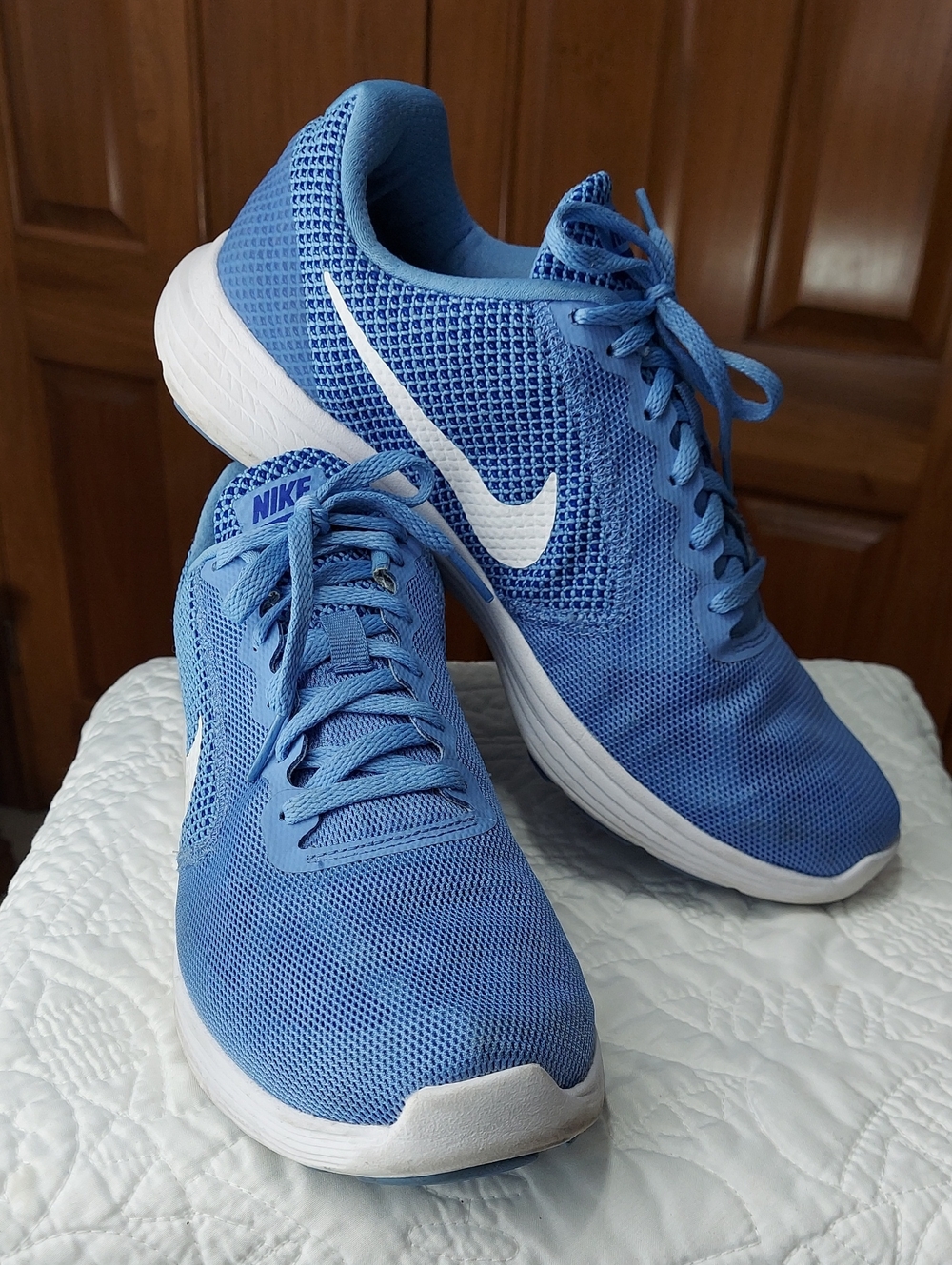 Nike Revolution 3 Blue Mesh Athletic Sneakers Shoes White Swoosh, Size 11 ▪︎